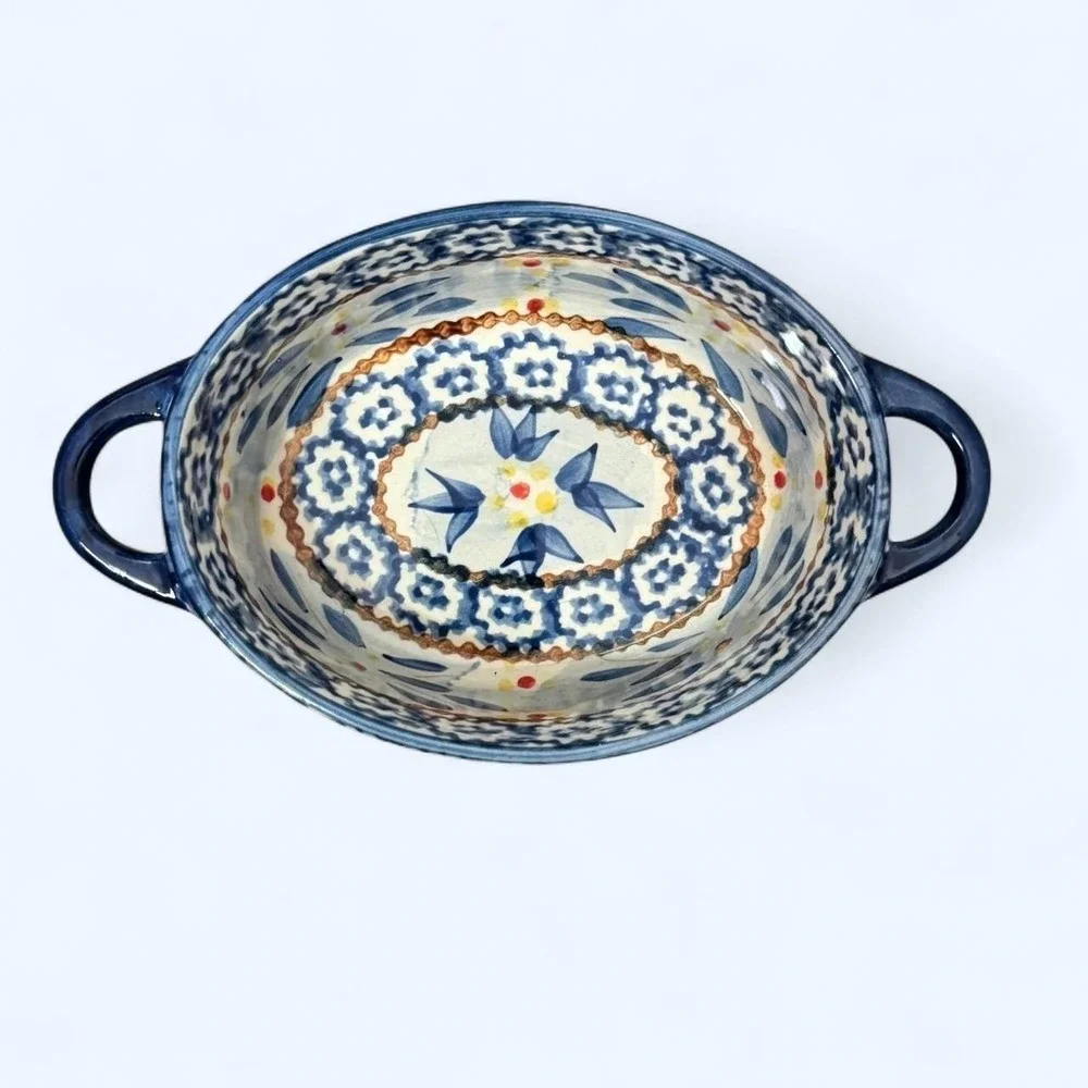 Temp-tations Tara Old World Blue Mini Oval Bake Casserole Dish 9oz Oven Art Deco